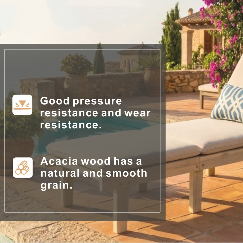 Direct Wicker Saned 5 Position Adjustable Wooden Sun Lounger with Cushions Image 7