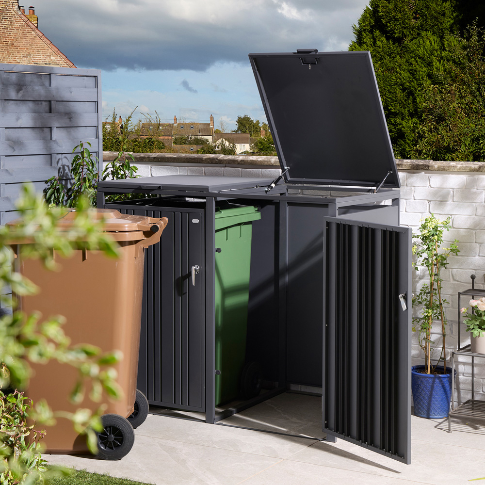 Rowlinson Wimbledon Anthracite 2 Wheelie Bin Store Image 4