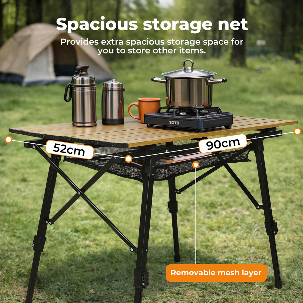 Levede Aluminium Adjustable Height Foldable Camping Table 90 x 52cm Image 7