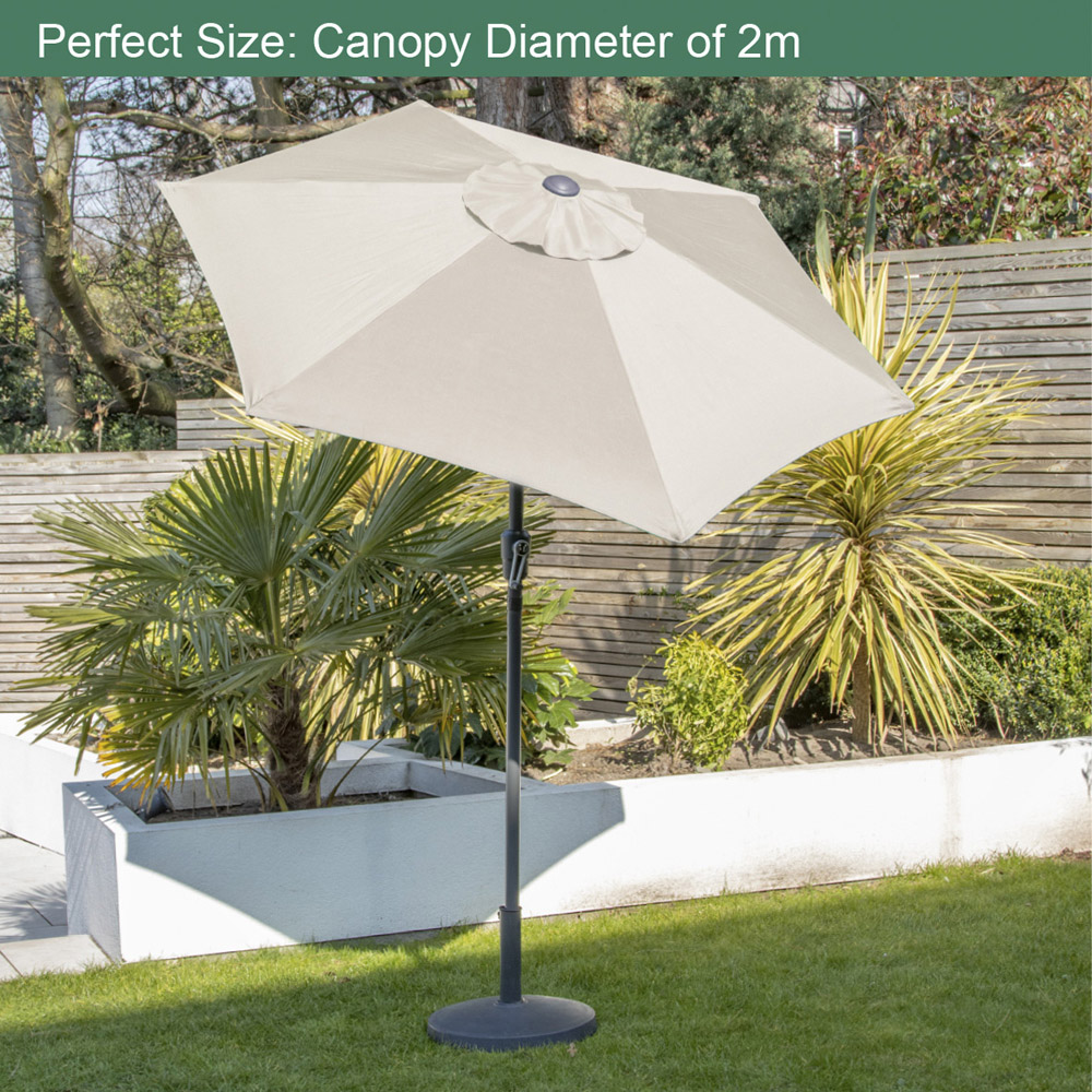 GardenKraft Beige 6 Ribs Crank and Tilt Parasol 2m Image 3