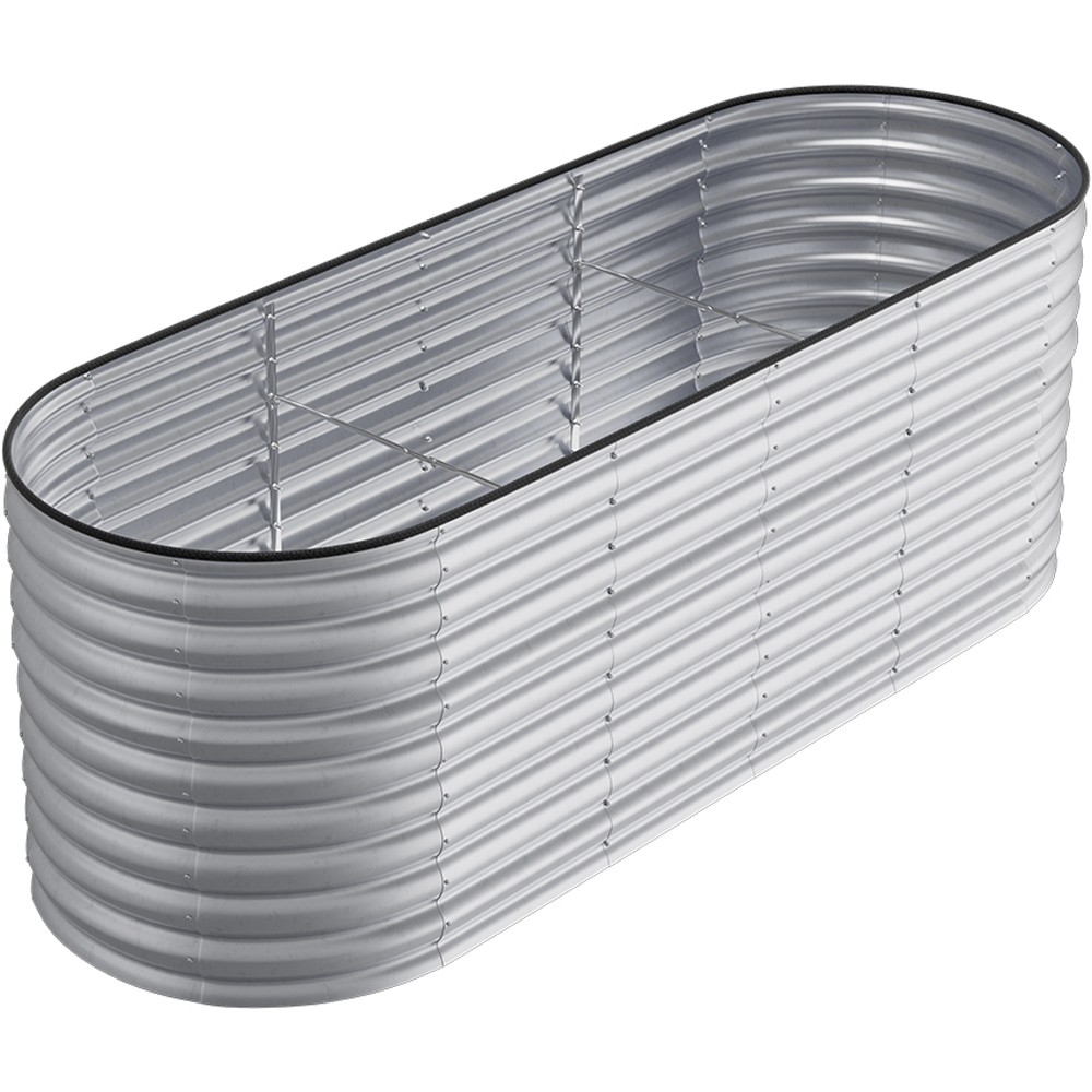 Living and Home Silver Oval Galvanised Steel Raised Garden Bed 240 x 80cm Image 3