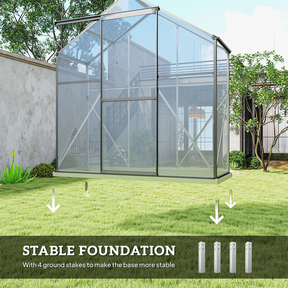 Outsunny 6 x 2.5ft Dark Grey Aluminium Polycarbonate Greenhouse Image 4