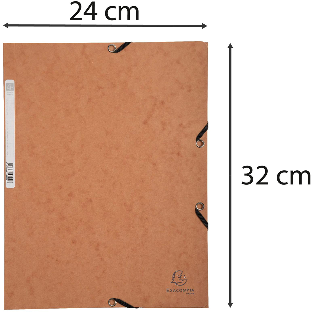 Exacompta A4 400gsm Tobacco Elasticated 3 Flap Folder 25 Pack Image 7