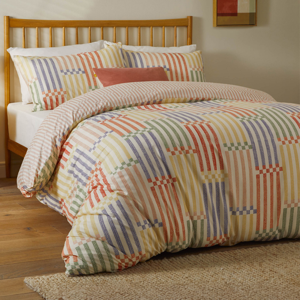 Duvet Day Madison Single Multicolour Stripe Abstract Duvet Set Image 1