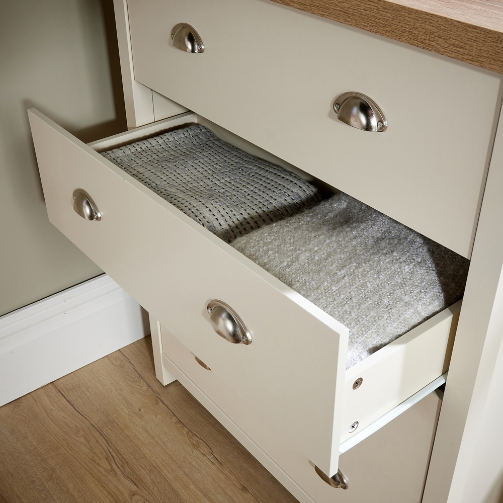 Home Source Avon 4 Drawer Cream and Oak  Dual Tone Chest of Drawers Image 3