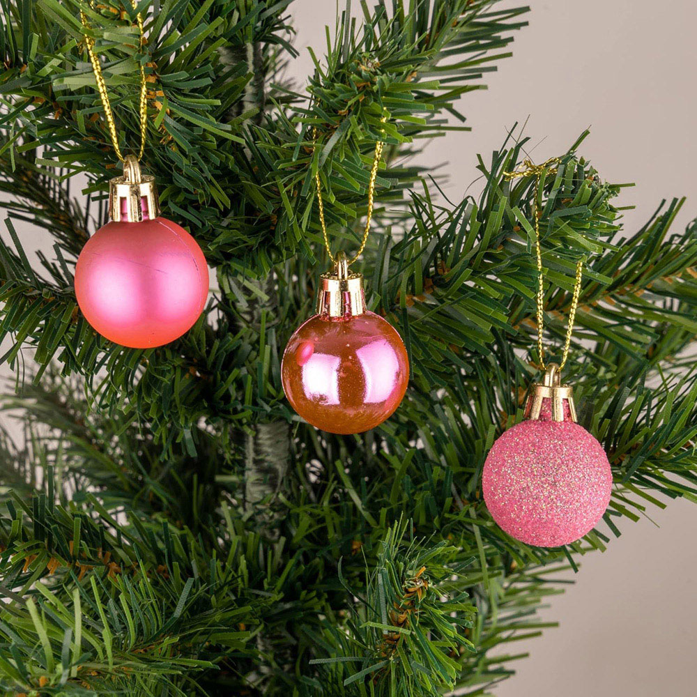 Shatchi 3cm Pink Shatterproof Christmas Bauble 24 Pack Image 4