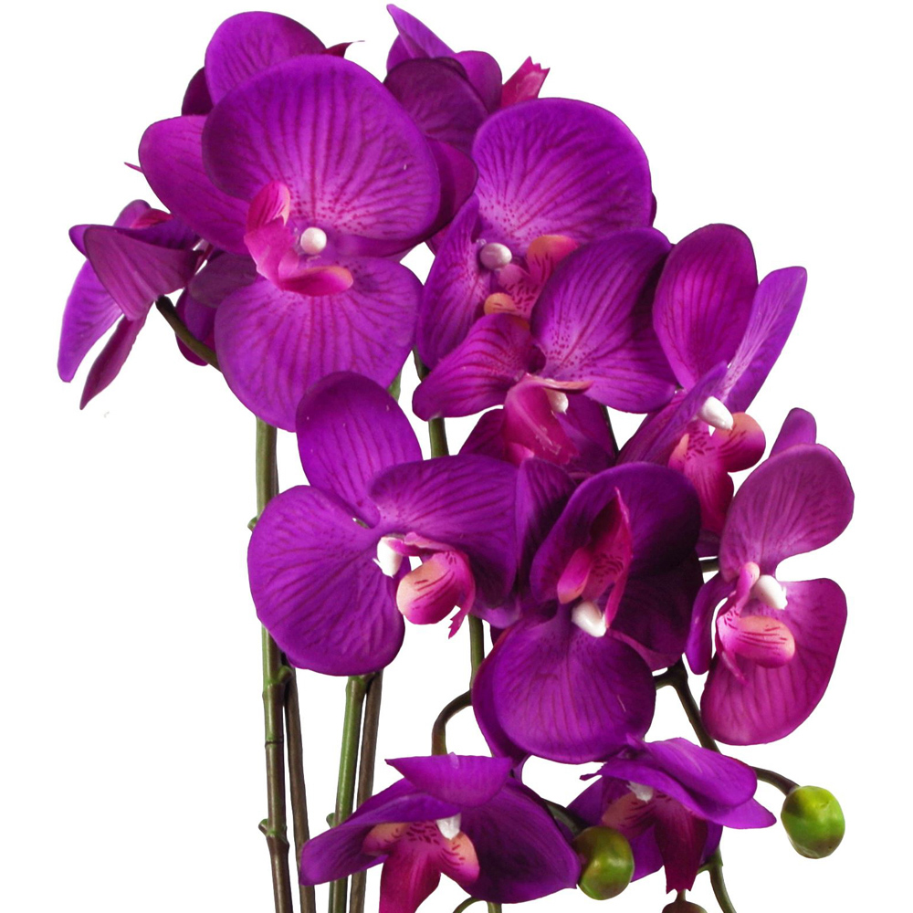 Leaf Large Purple Orchid Artificial Plant with Gold Pot 52cm Image 2