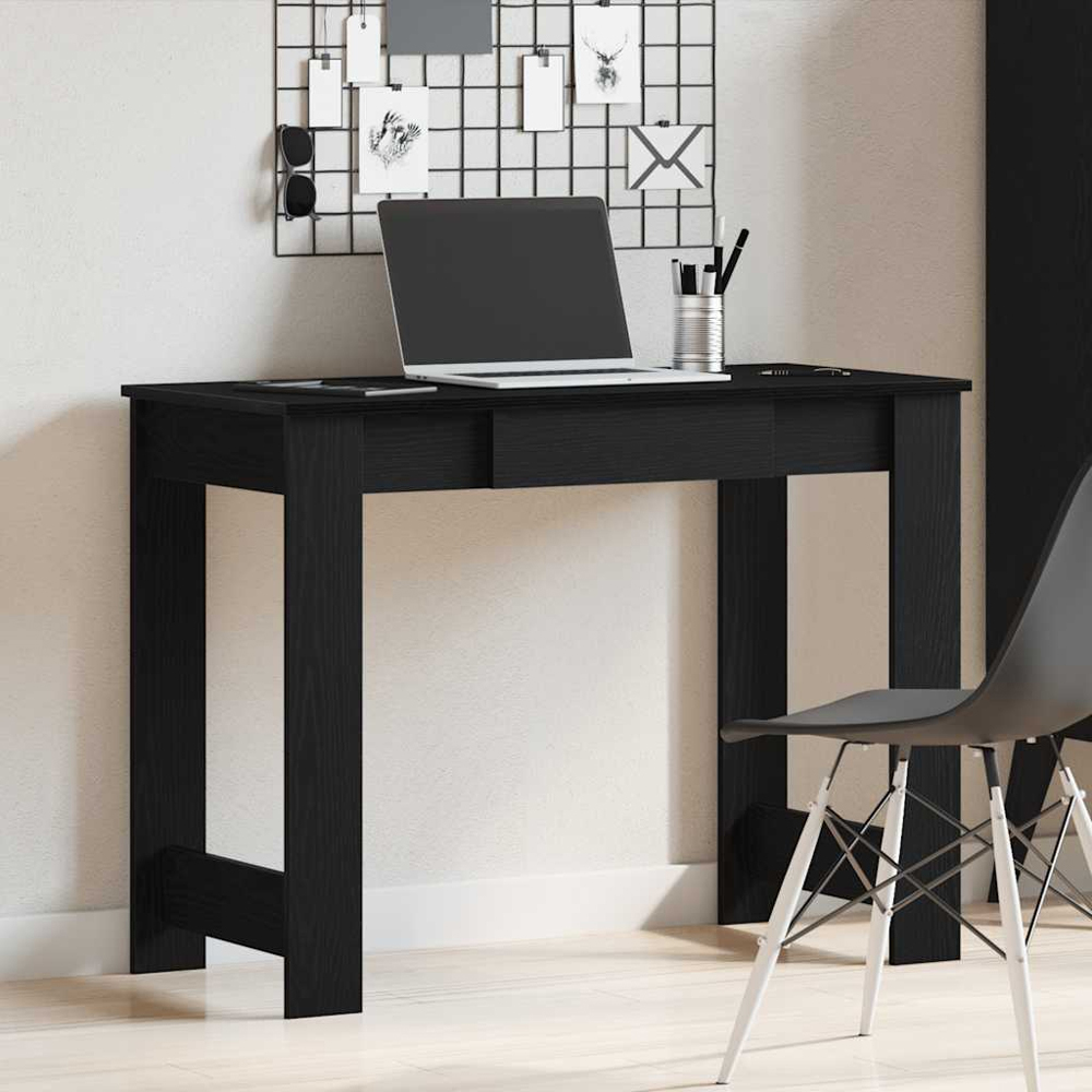 vidaXL Single Drawer Computer Desk Black Image 8