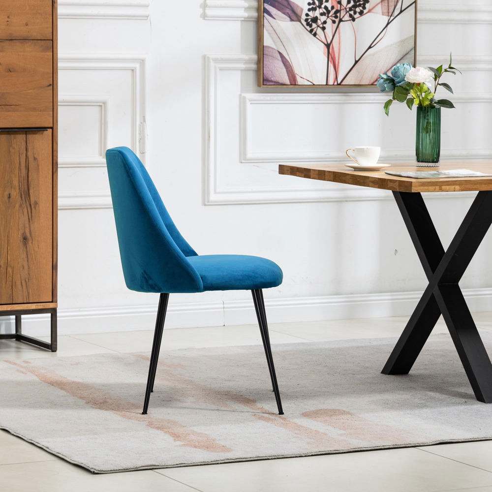 Artemis Home Morandi Set of 2 Blue Velvet Dining Chair Image 4