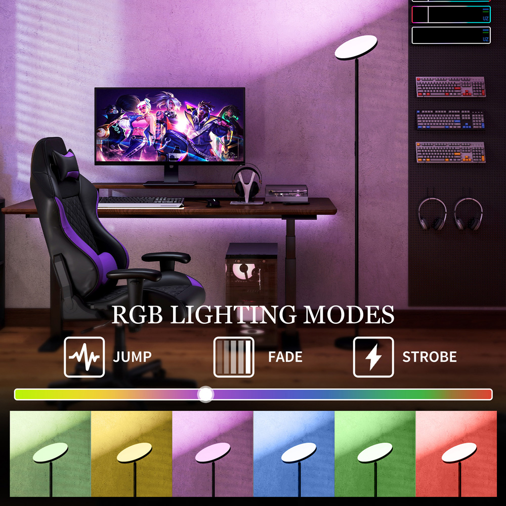 Portland Rotatable Head RGB LED Black Floor Lamp Image 5