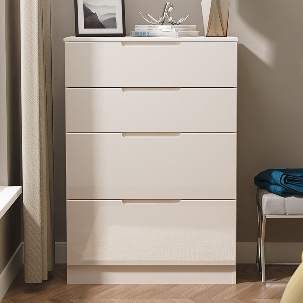 Crowndale Milan 4 Drawer Kashmir Gloss and Kashmir Deep Chest of Drawers Ready Assembled Image 1