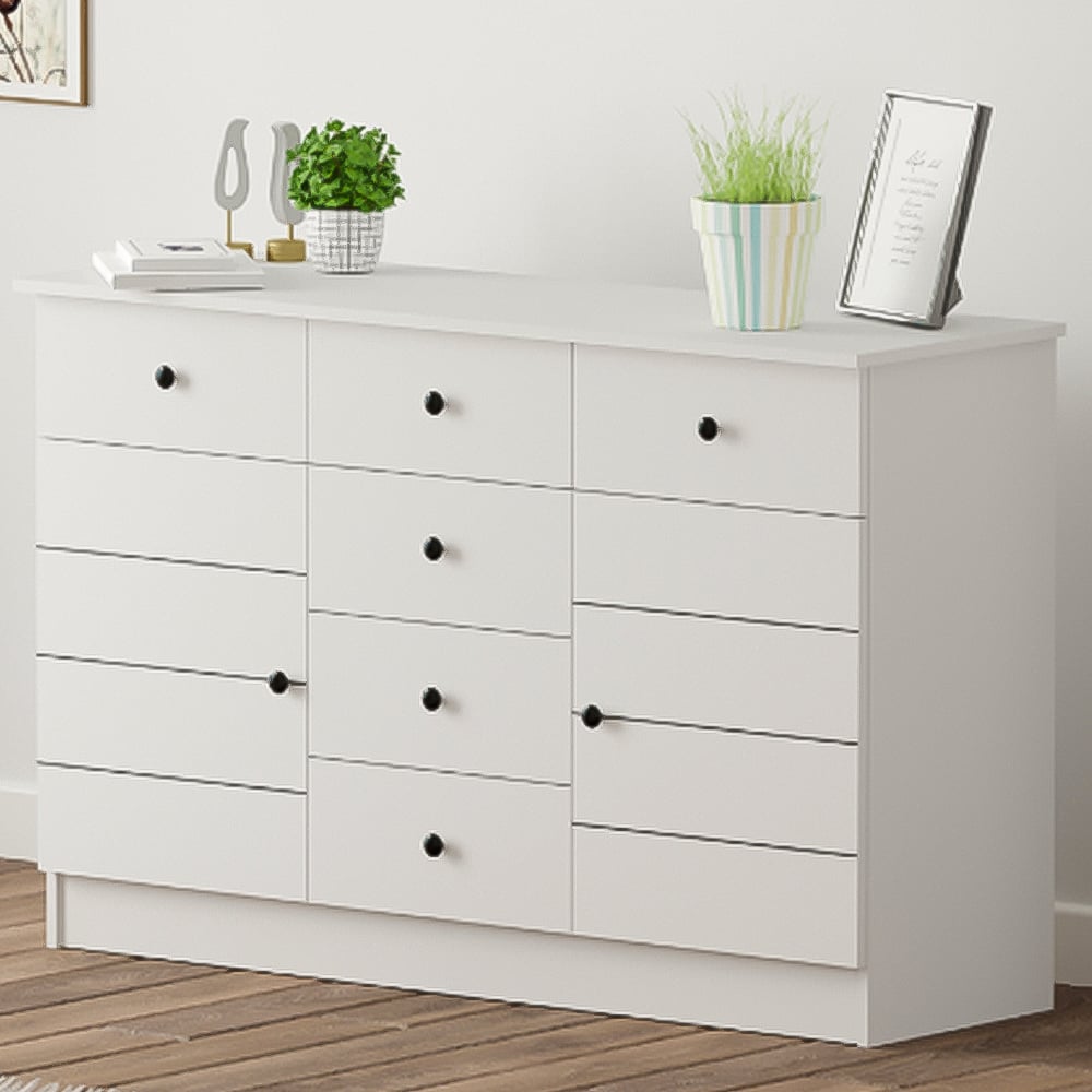 Evu SABRO 2 Door 6 Drawer White Sideboard Image 1