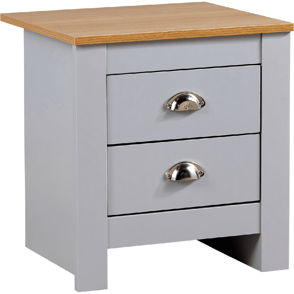 Home Source Camden 2 Drawer Grey Bedside Table Image 2