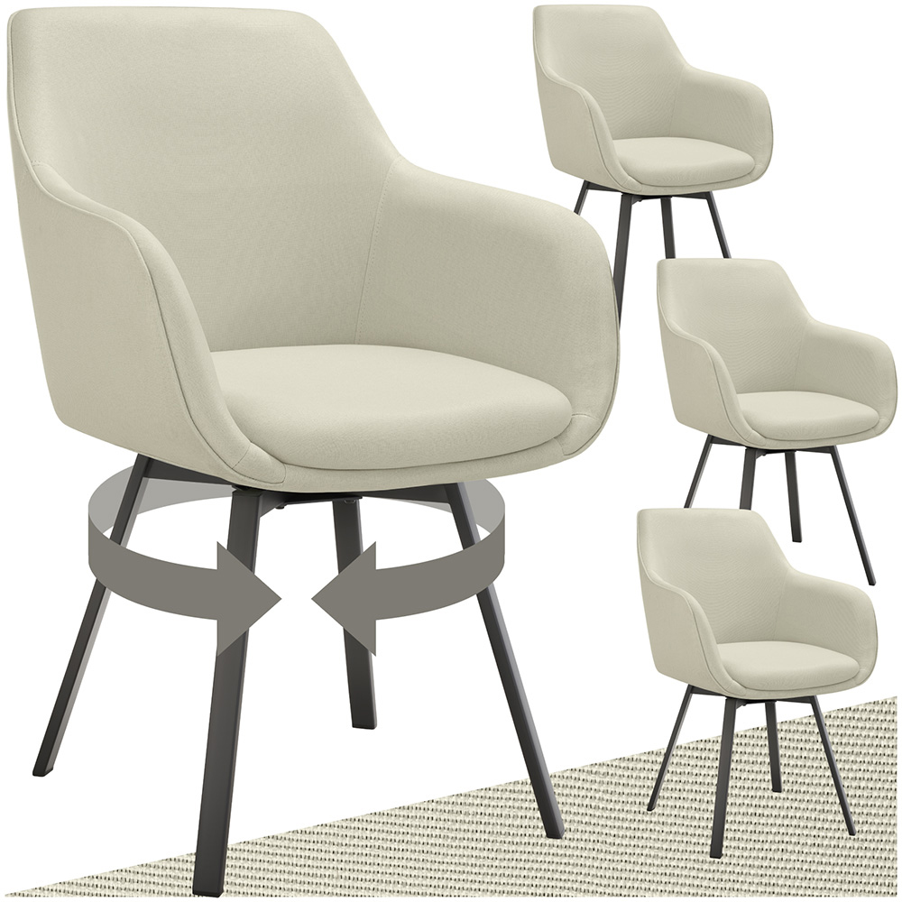 tectake Alicon Set of 4 Greige Dining Chair Image 2