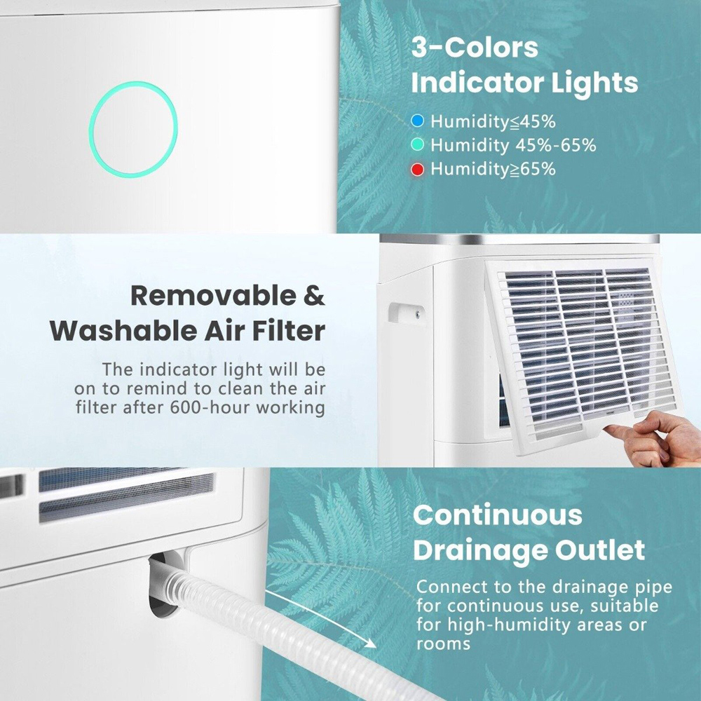 Costway 25L Dehumidifier with 6.5L Water Tank Image 7