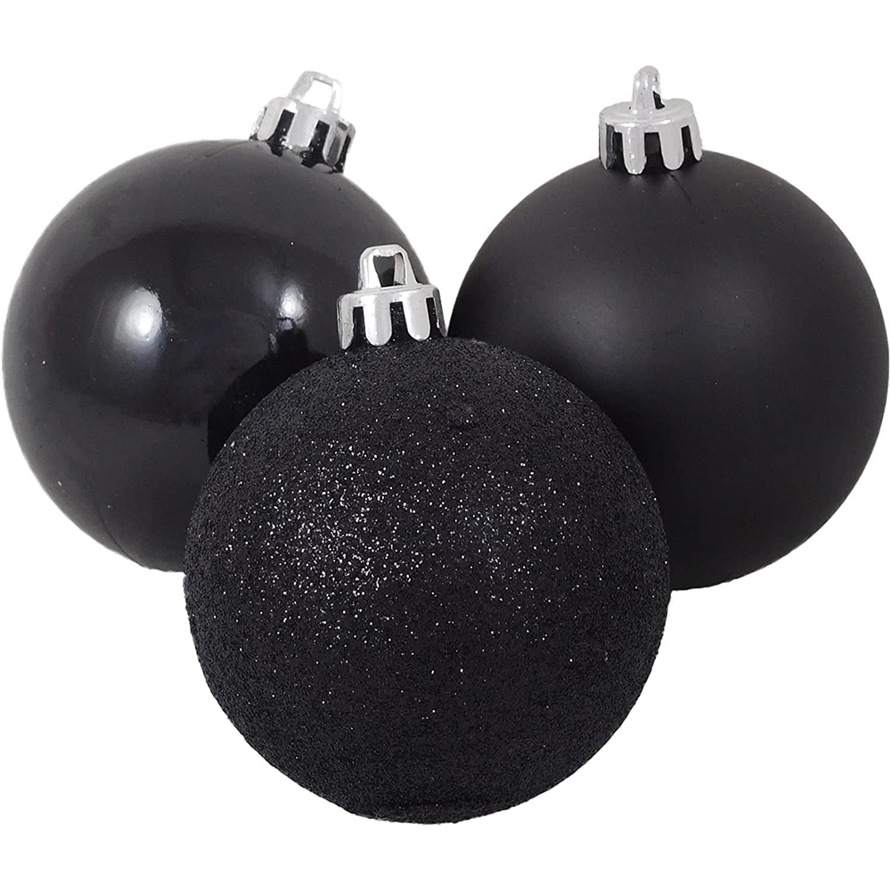 Shatchi Black Shatterproof Christmas Baubles 18 Pack Image 2