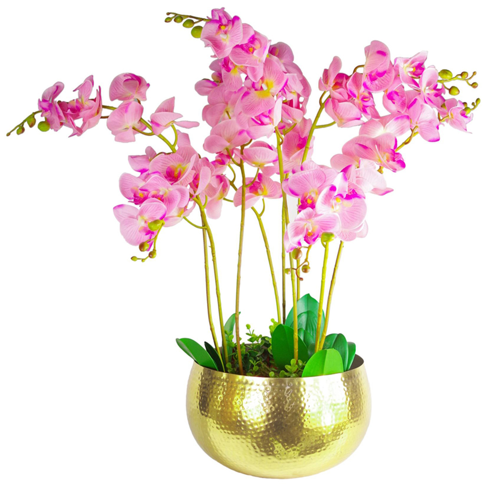 Leaf Hammered Gold Metal Bowl Planter 32 x 20cm Image 2