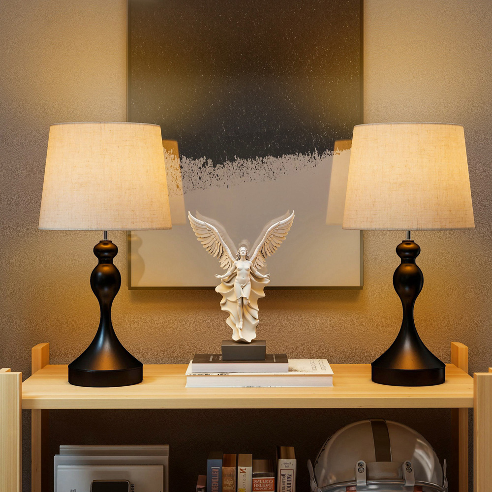 Portland Black LED Table Lamp with USB Ports 2 Pack Image 3
