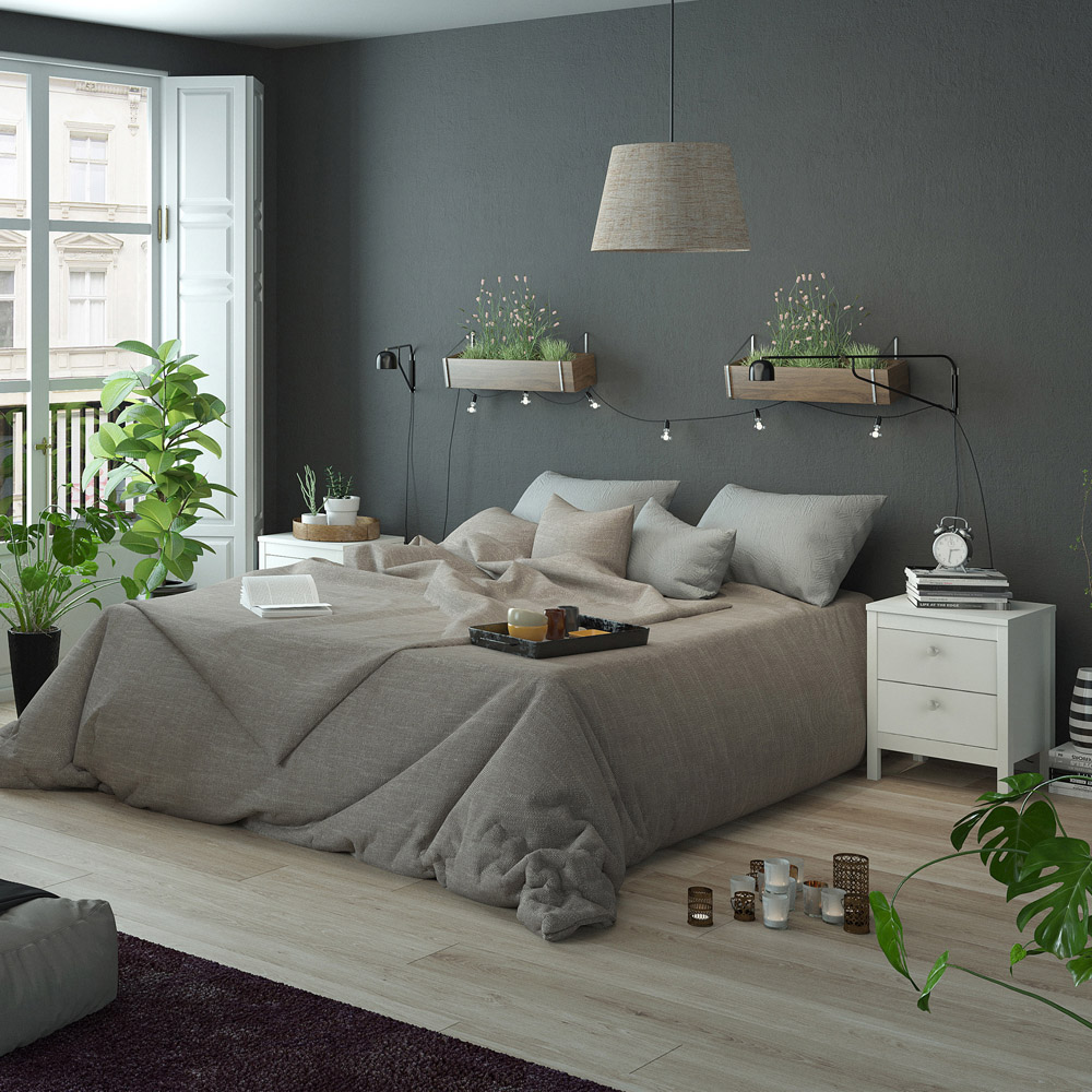 Florence Madrid 2 Drawer White Bedside Table Image 5