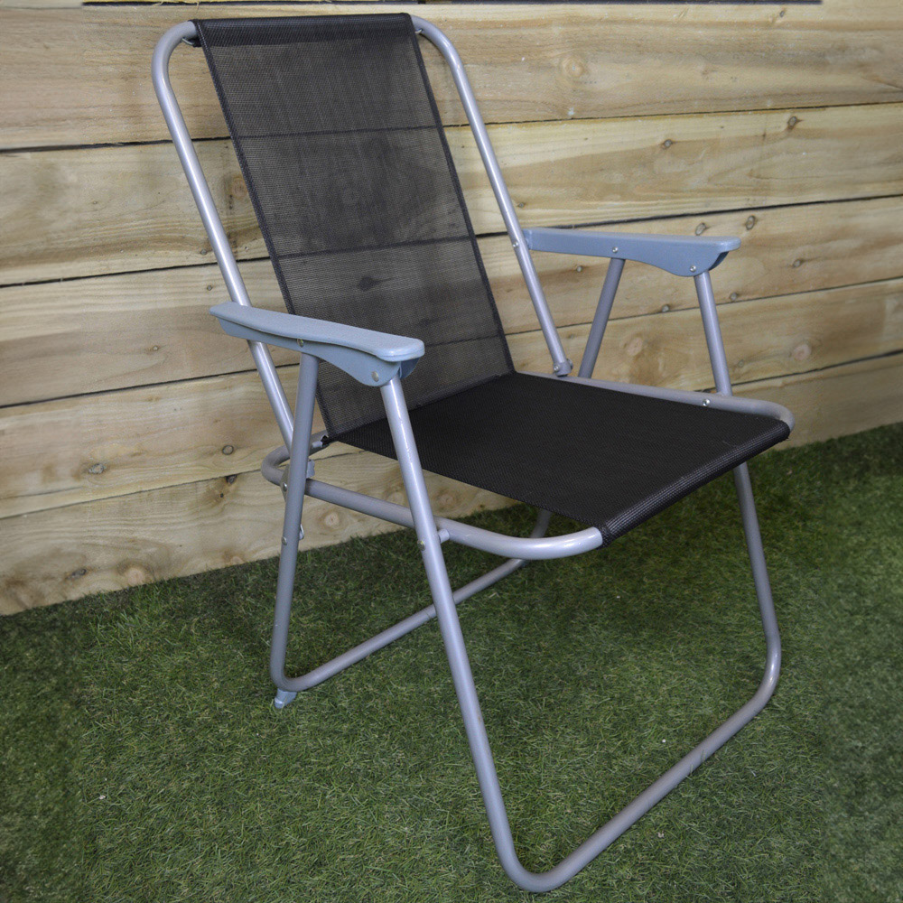 Samuel Alexander Set of 6 Grey and Black Foldable Garden Chair Image 1