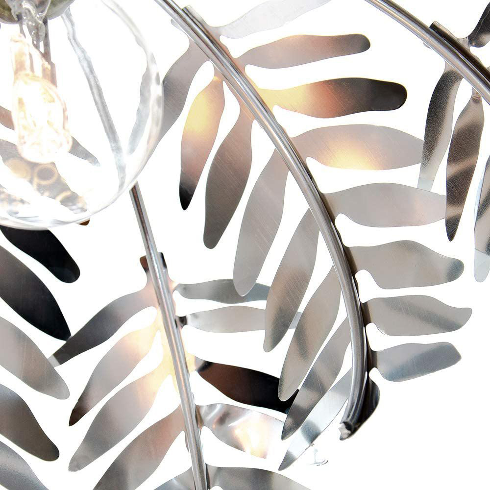 Happy Homewares Traditional Fern Leaf Design and Silver Chrome Finish Pendant Shade Image 4