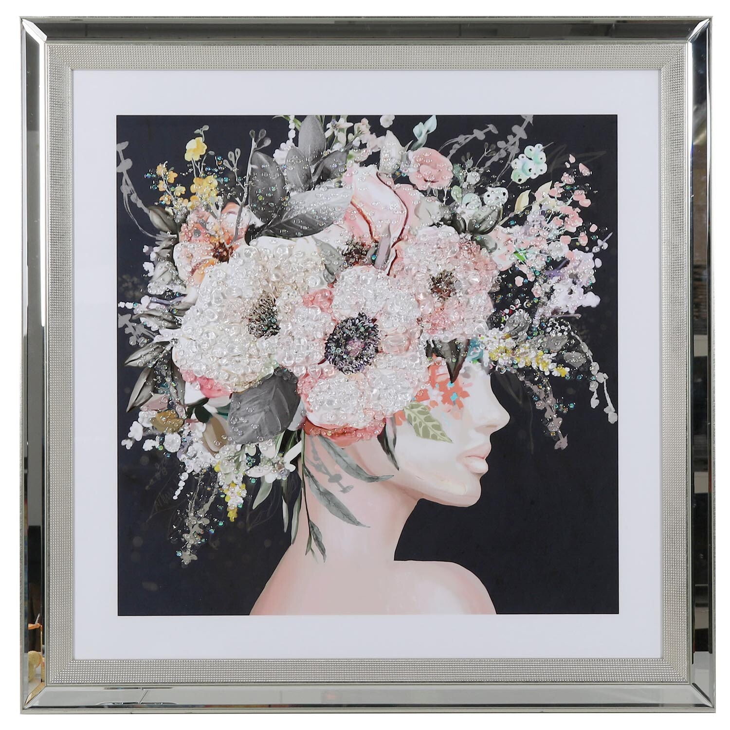 Floral Thoughts Jewelled Framed Wall Art 69 x 69cm Image