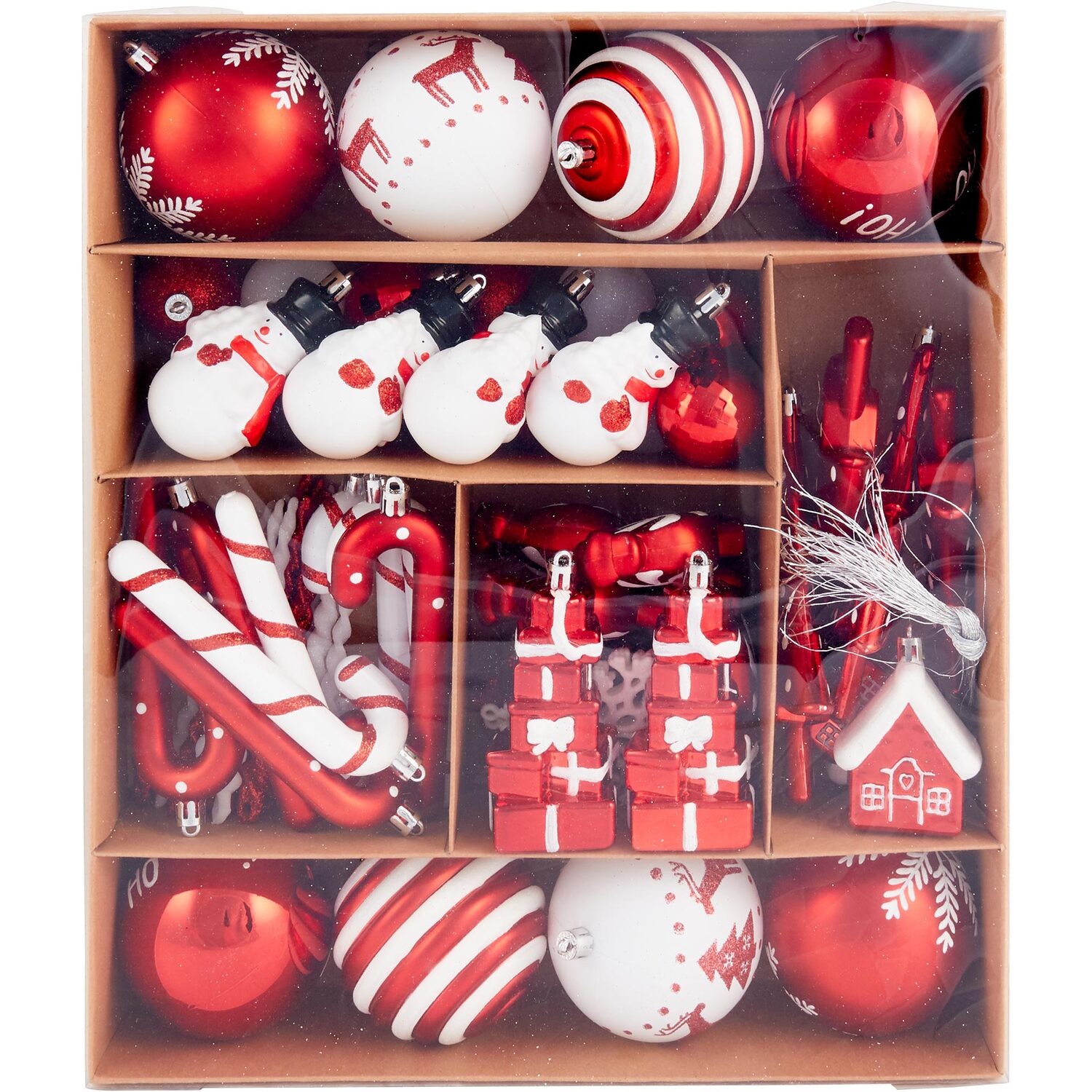 Pack of 70 Candy Cane Lane Baubles - Red Image 1