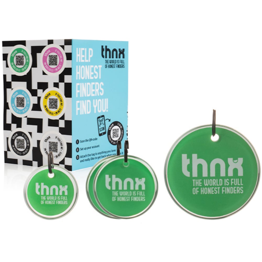 Thnx Green Airtag Keychain and Stickers with QR Code Smart Pack XL Image 1