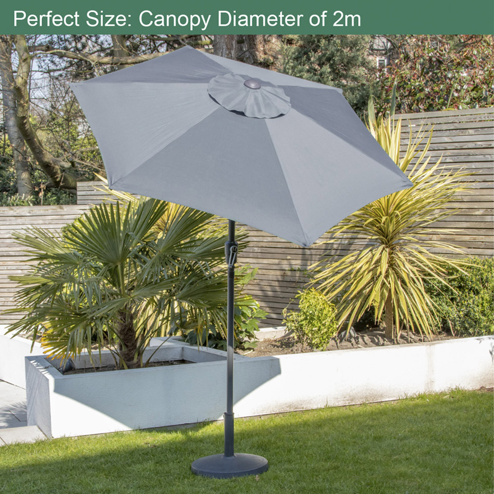 GardenKraft Charcoal 6 Ribs Crank and Tilt Parasol 2m Image 2