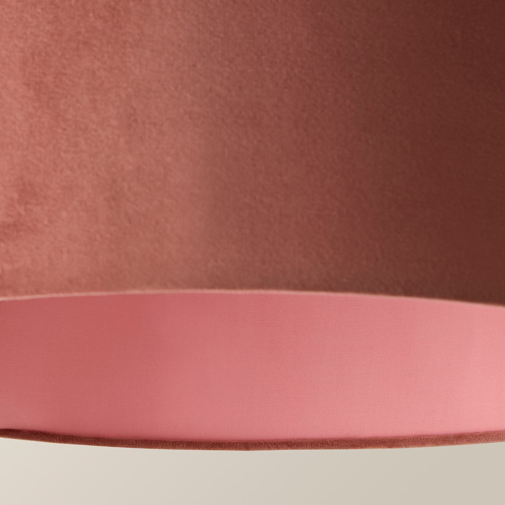 ValueLights Ashley Pink Velvet Squat Drum Easy Fit Lamp Shade 45cm Image 3