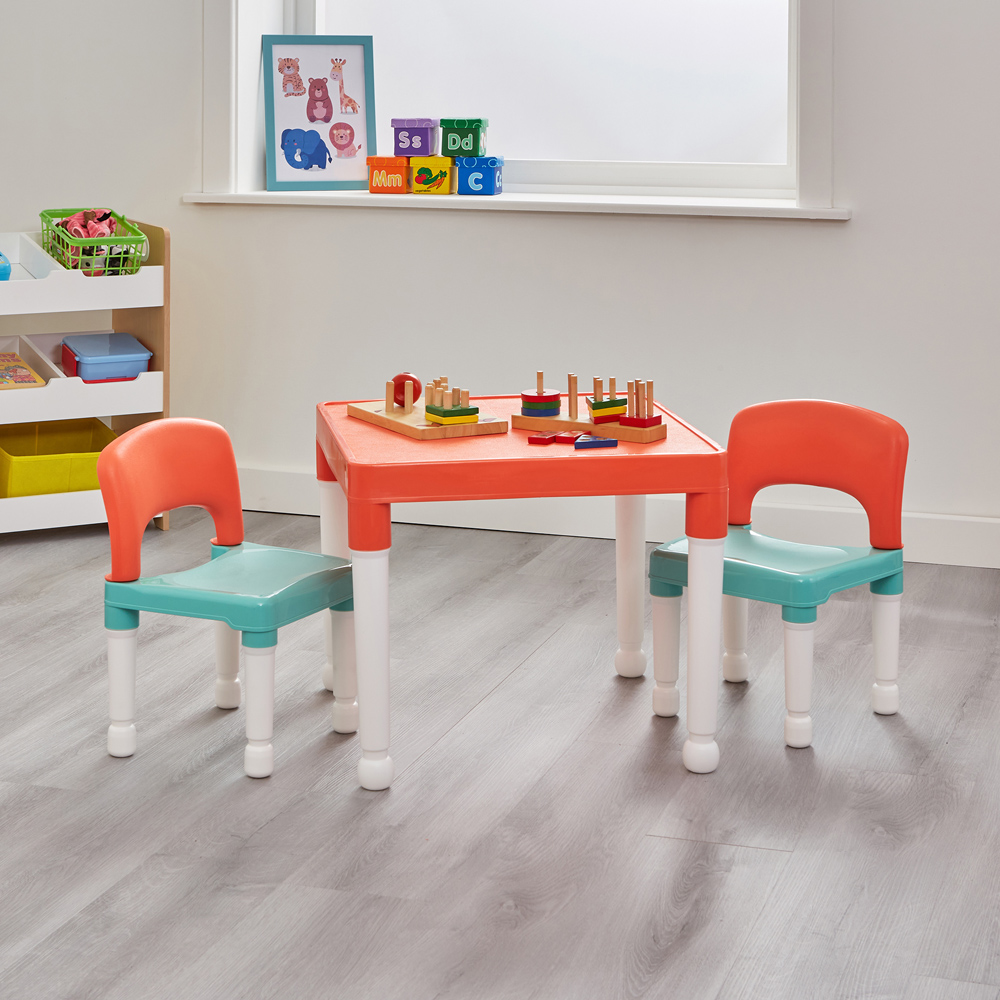 Liberty House Toys Orange and Green Plastic Table and Chairs Image 3