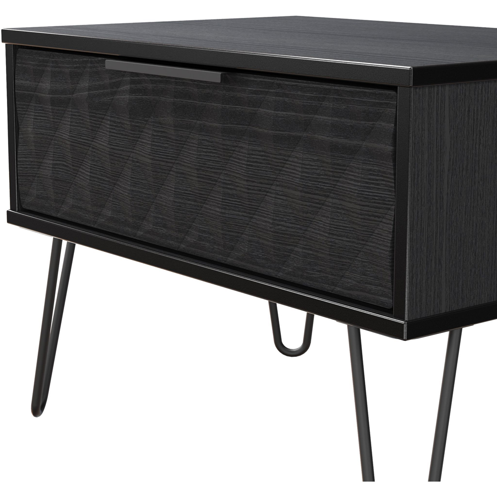 Crowndale Harlequin Single Drawer Black Ash Wide Side Table Ready Assembled Image 5