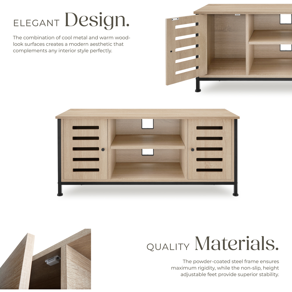 Tectake Carlow 2 Door 2 Shelf Sonoma Oak TV Stand Image 4