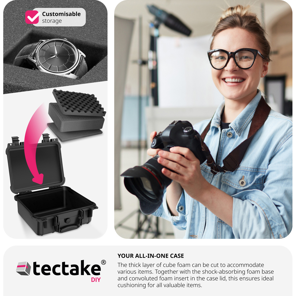 Tectake Medium Black Hard Shell Waterproof Camera Case Image 7
