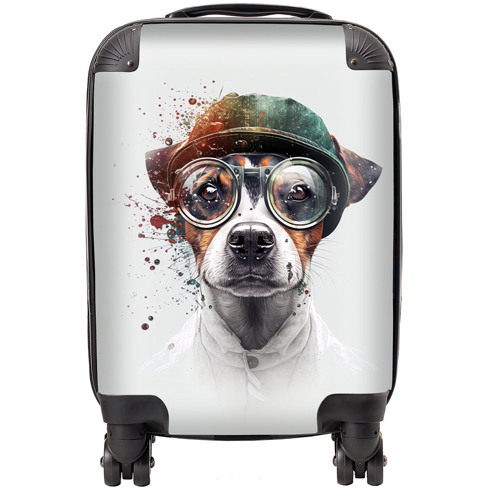 Warren Reed Designer Small Splashart Jack Russell Terrier Dog with Glasses Suitcase Image 1