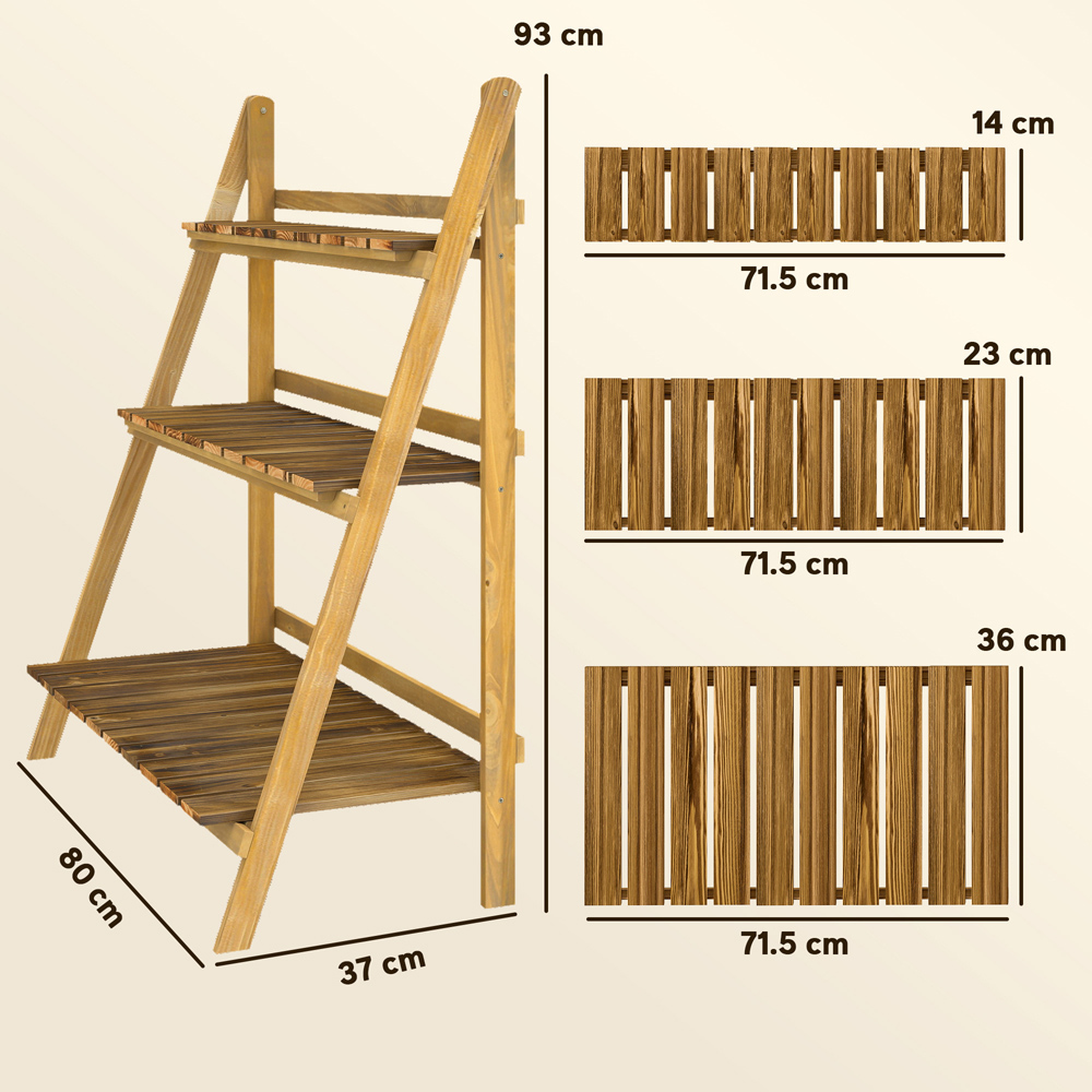 Outsunny 3-Tier Wooden Foldable Flower Pot Stand Image 8