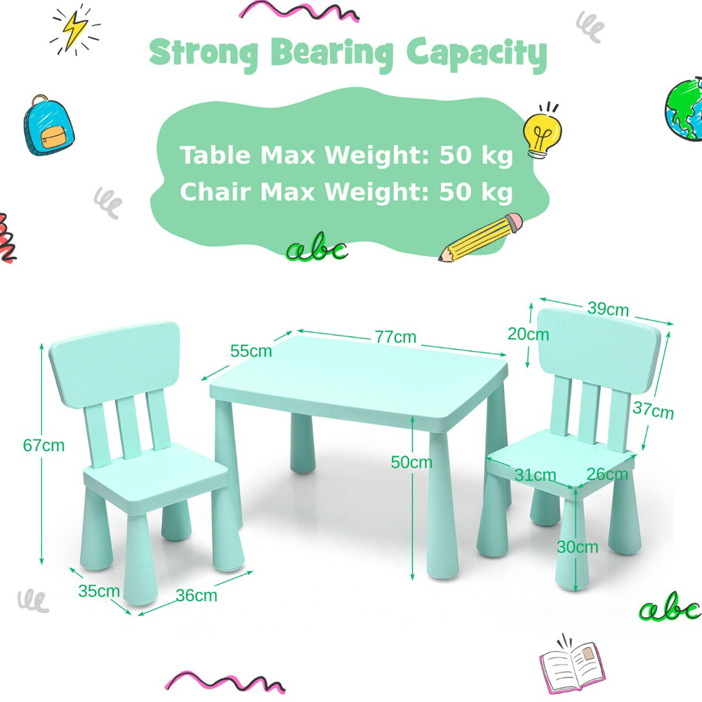 Costway 2 Seater Blue Kids Activity Table and Chair Set Image 9