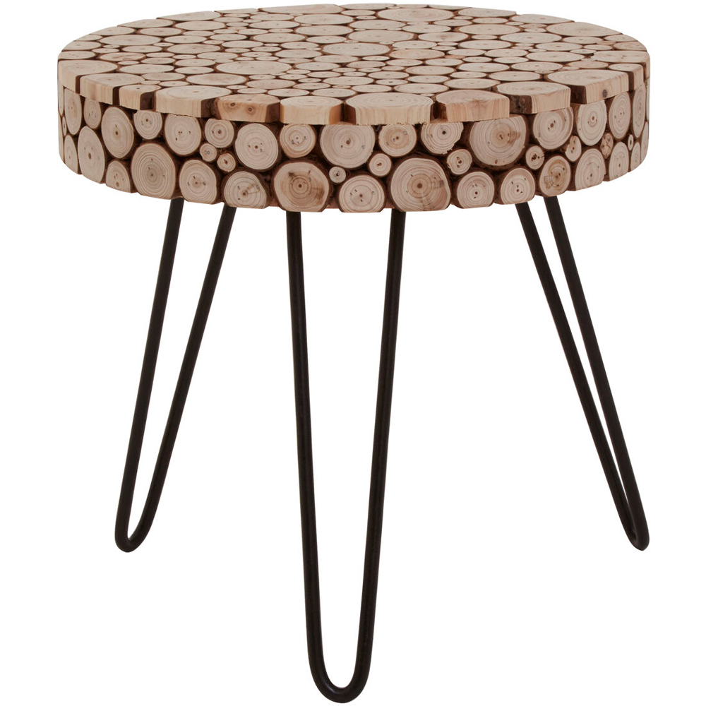 Premier Housewares Wooden Finish Round Side Table with Hairpin Legs Image 3