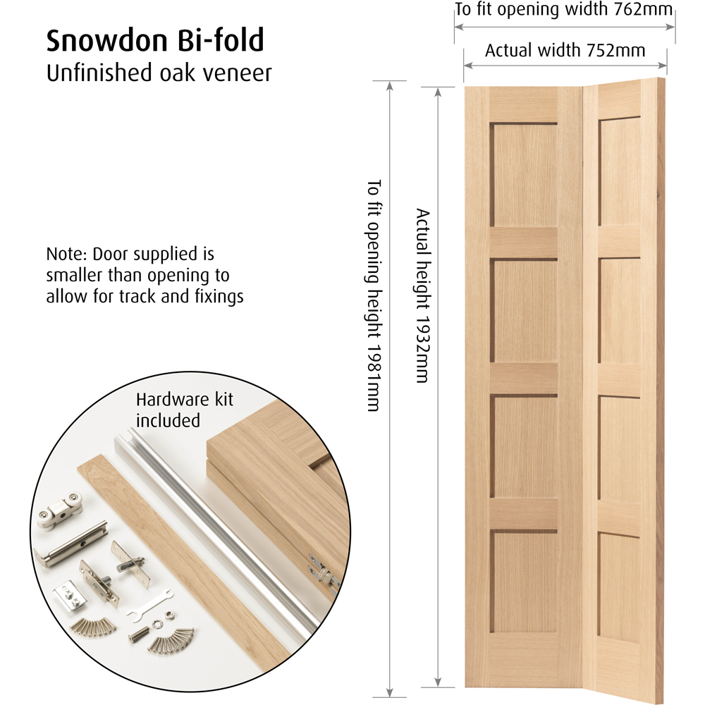 JB Kind Snowdon Shaker Oak Bi-Fold Internal Door 1981 x 762mm Image 5