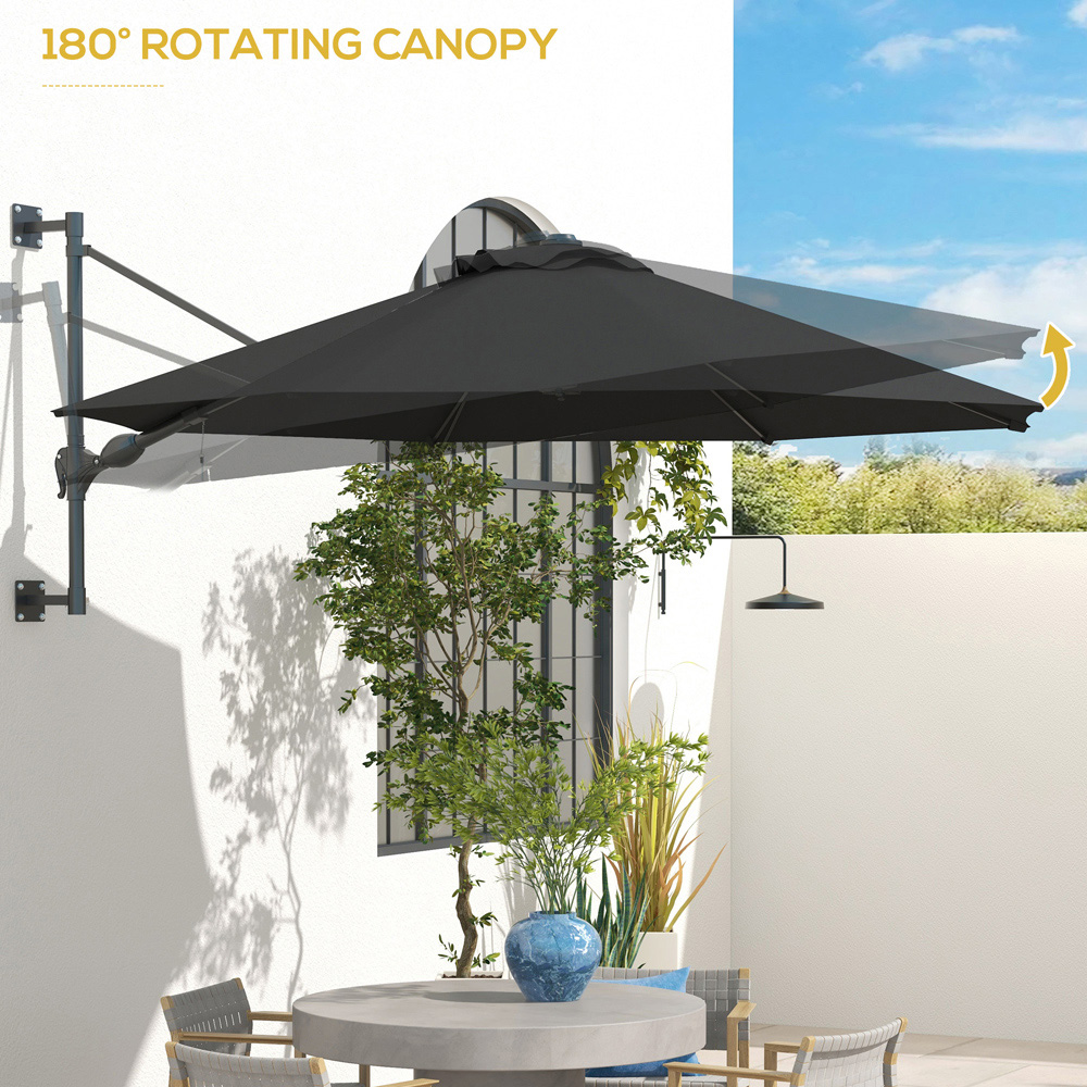 Outsunny Charcoal Grey Wall Mounted Parasol Image 4