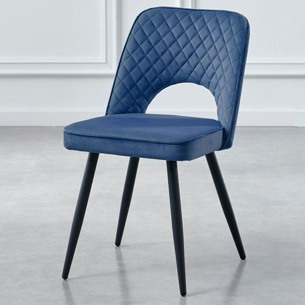 Metis Set of 2 Dark Blue Velvet Dining Chair Image 1