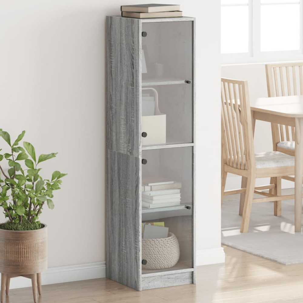 vidaXL Single Glass Door 4 Shelf Grey Sonoma Highboard Image 1