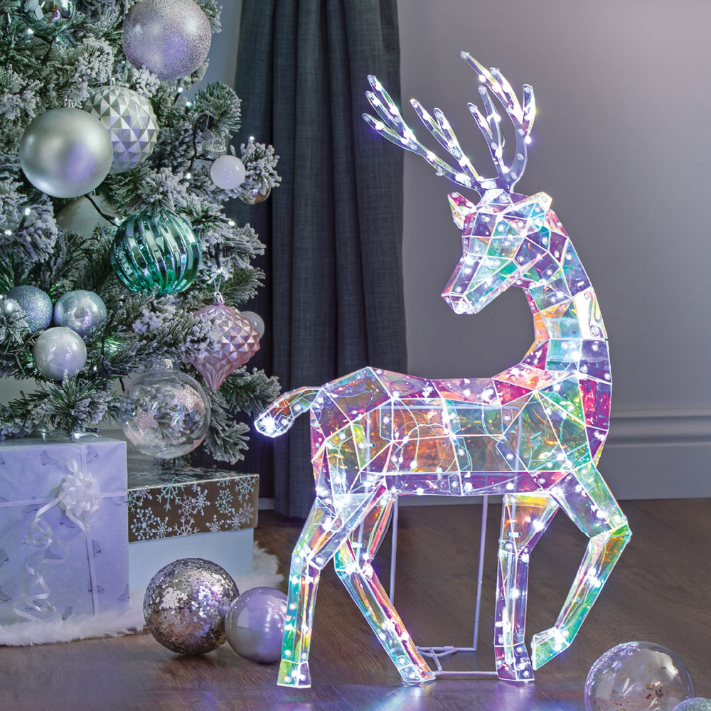 The Christmas Workshop 100 Cool White LED Iridescent Reindeer Decoration 2ft Image 2
