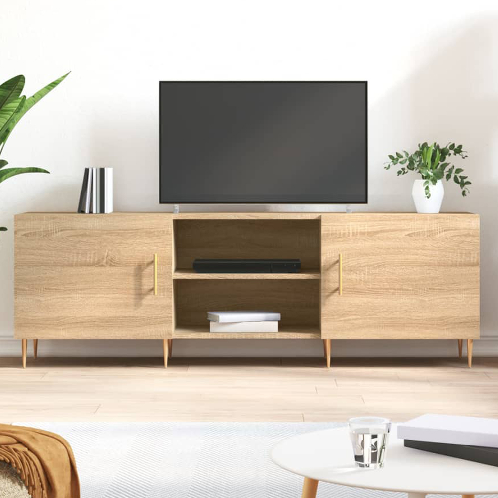 vidaXL 2 Door 2 Shelf Sonoma Oak TV Cabinet Image 1