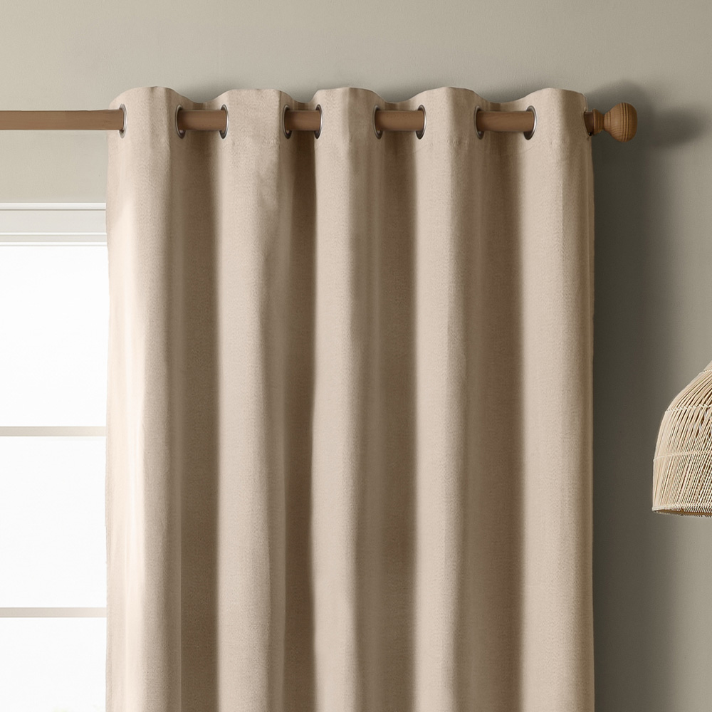 Furn The Ultimate Natural Textured Woven Blackout Eyelet Curtains 117 x 183cm Image 3