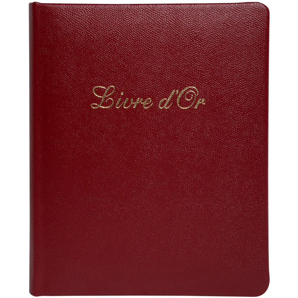 Exacompta Red Leather Livre D or Guest book with French cover and Gold Edges 140 Pages Image 3