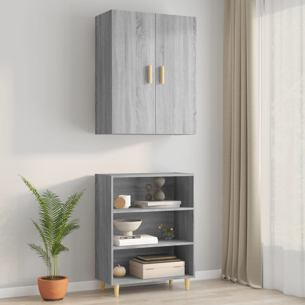 vidaXL 2 Door Grey Sonoma Wall Mounted Cabinet Image 8