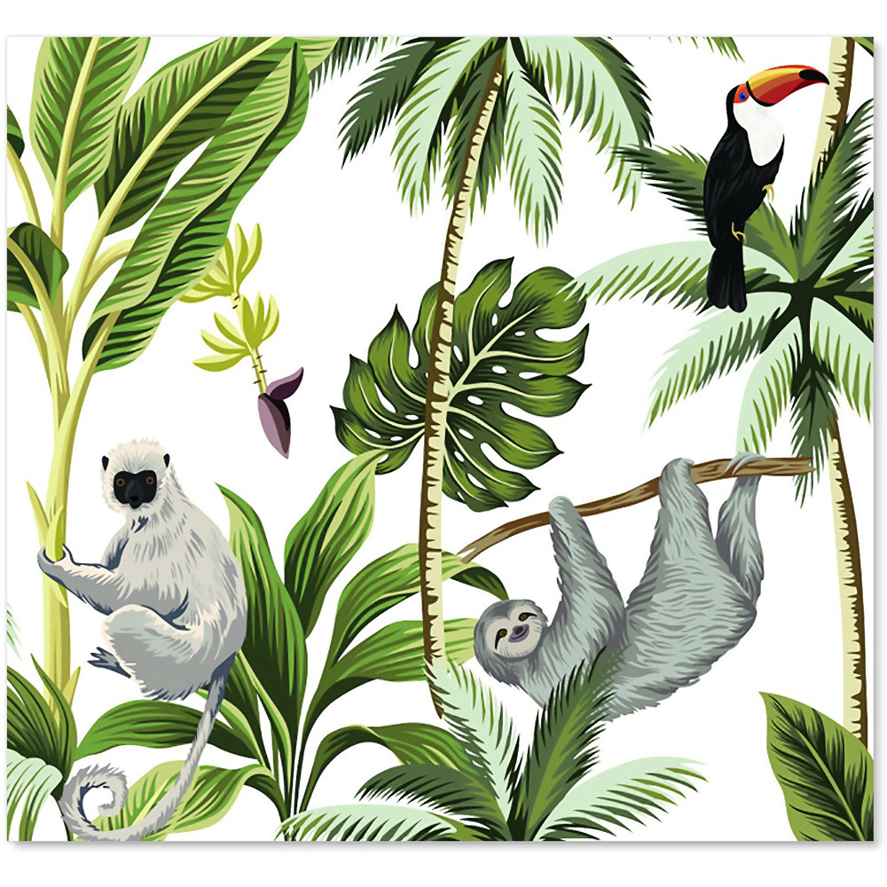 Warren Reed Designer Tropical Sloths Glass Kitchen Splashback 65 x 70cm Image 2