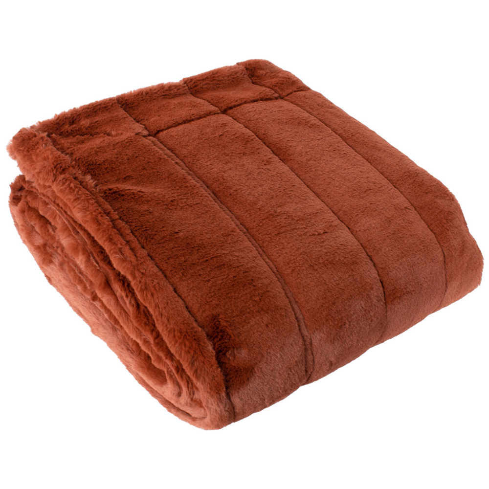 Paoletti Empress Rust Faux Fur Throw 130 x 180cm Image 3