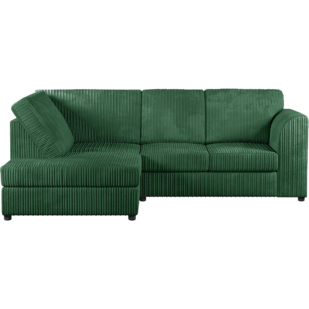 Luxor 4 Seater Green Jumbo Cord Full Back Left Hand L Shape Corner Sofa Image 2